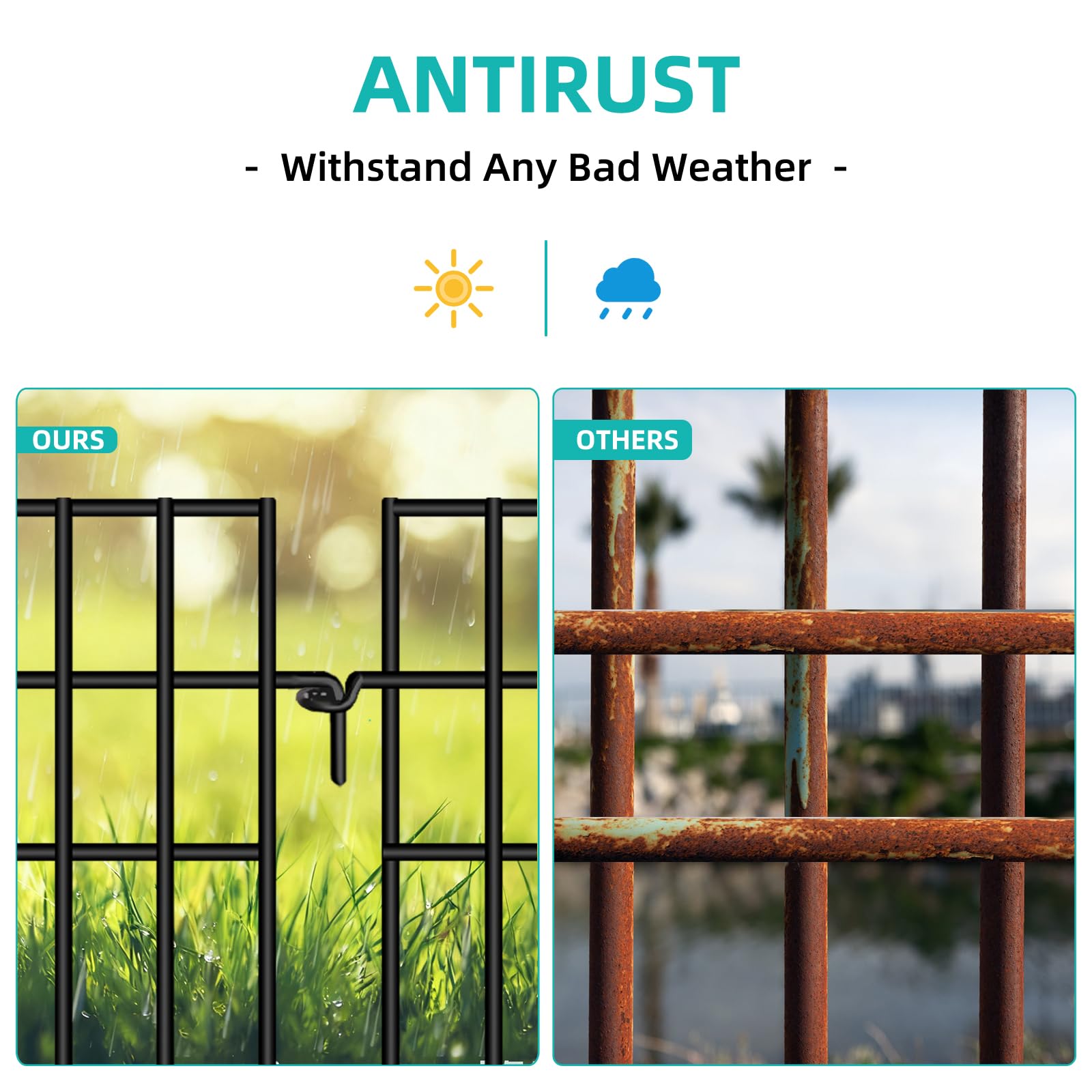 Pet-friendly fence prevents access gaps for dogs and small animals.