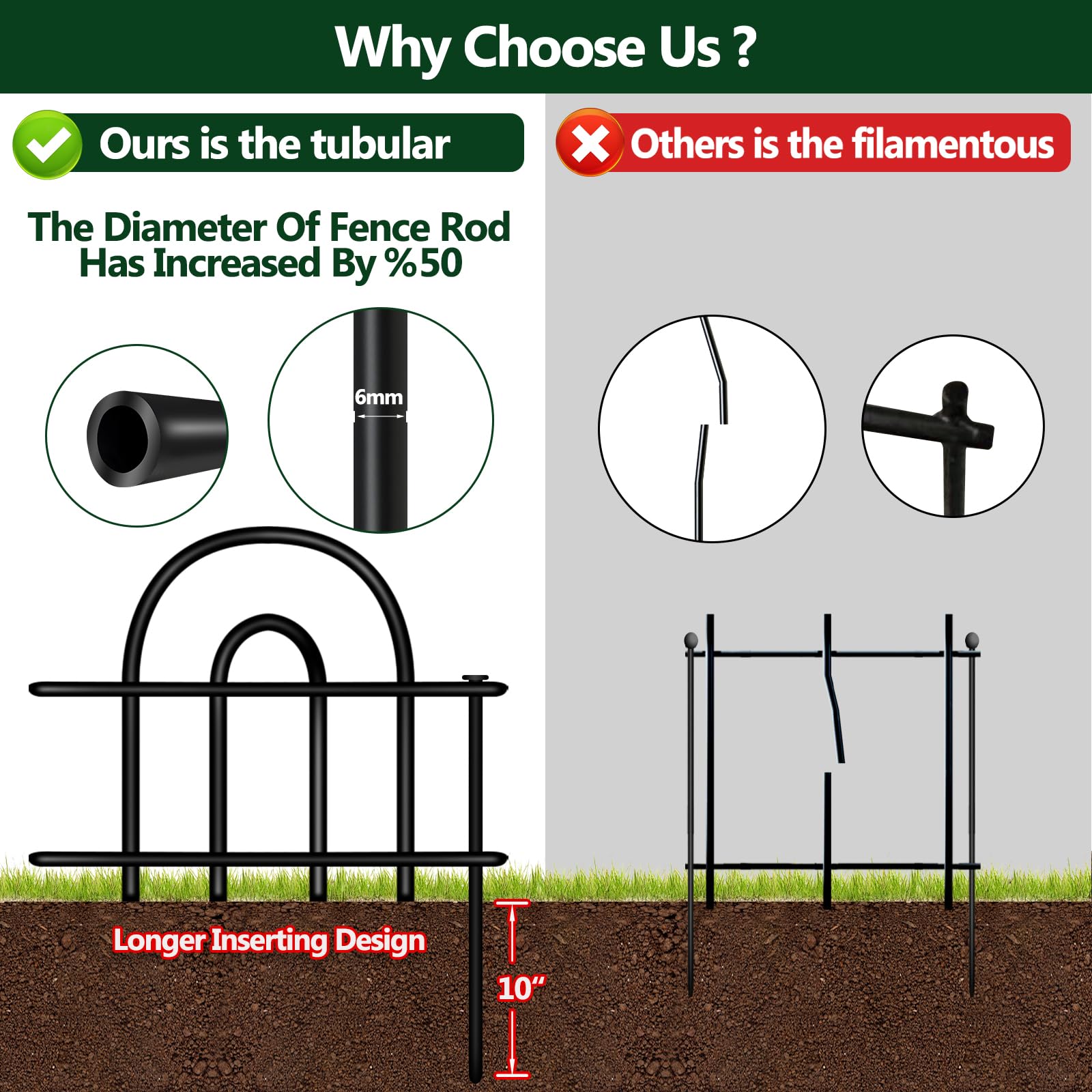 FOKEP metal stakes enable quick, damage-free installation.