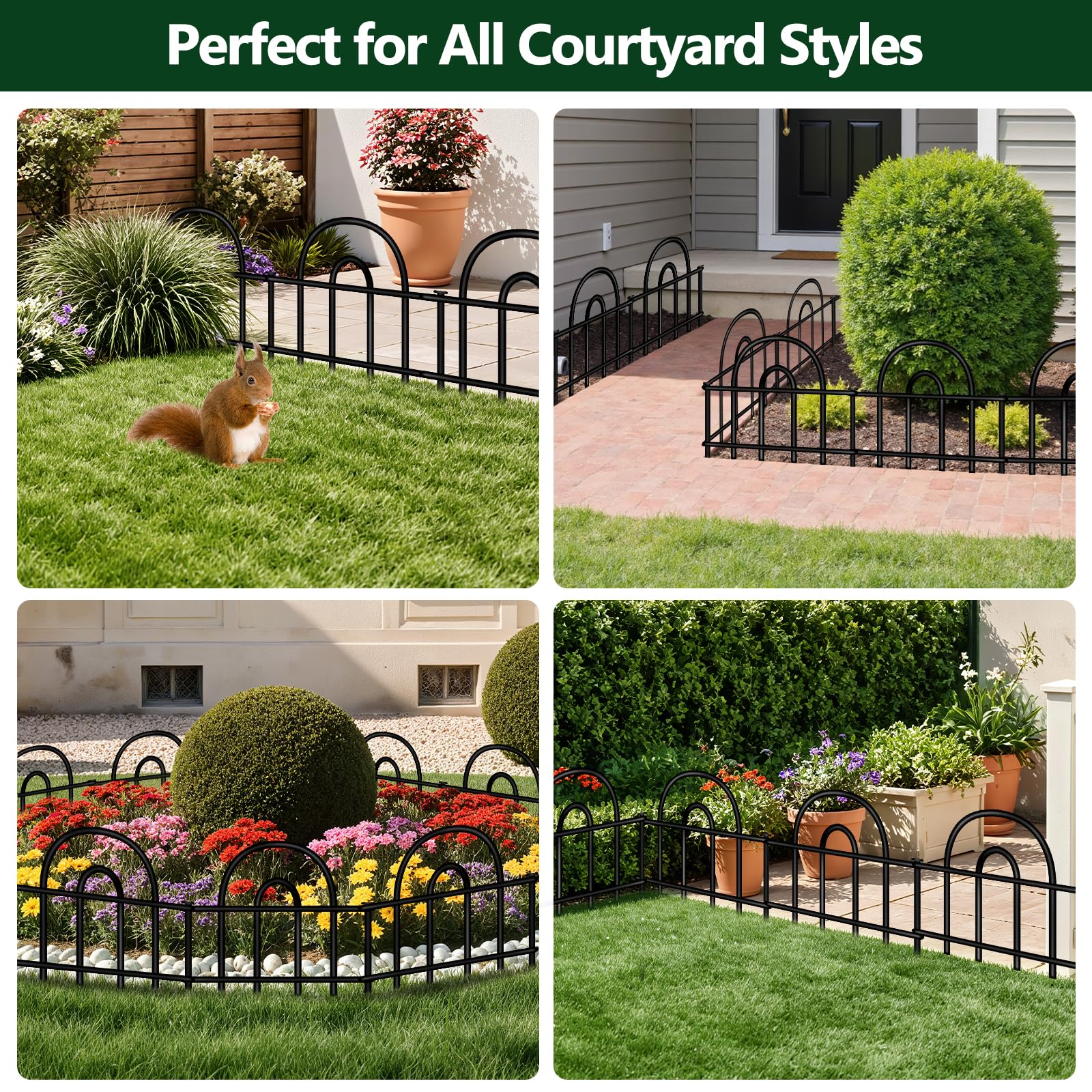 FOKEP versatile arch fence serves as decorative border for flower beds and yards.