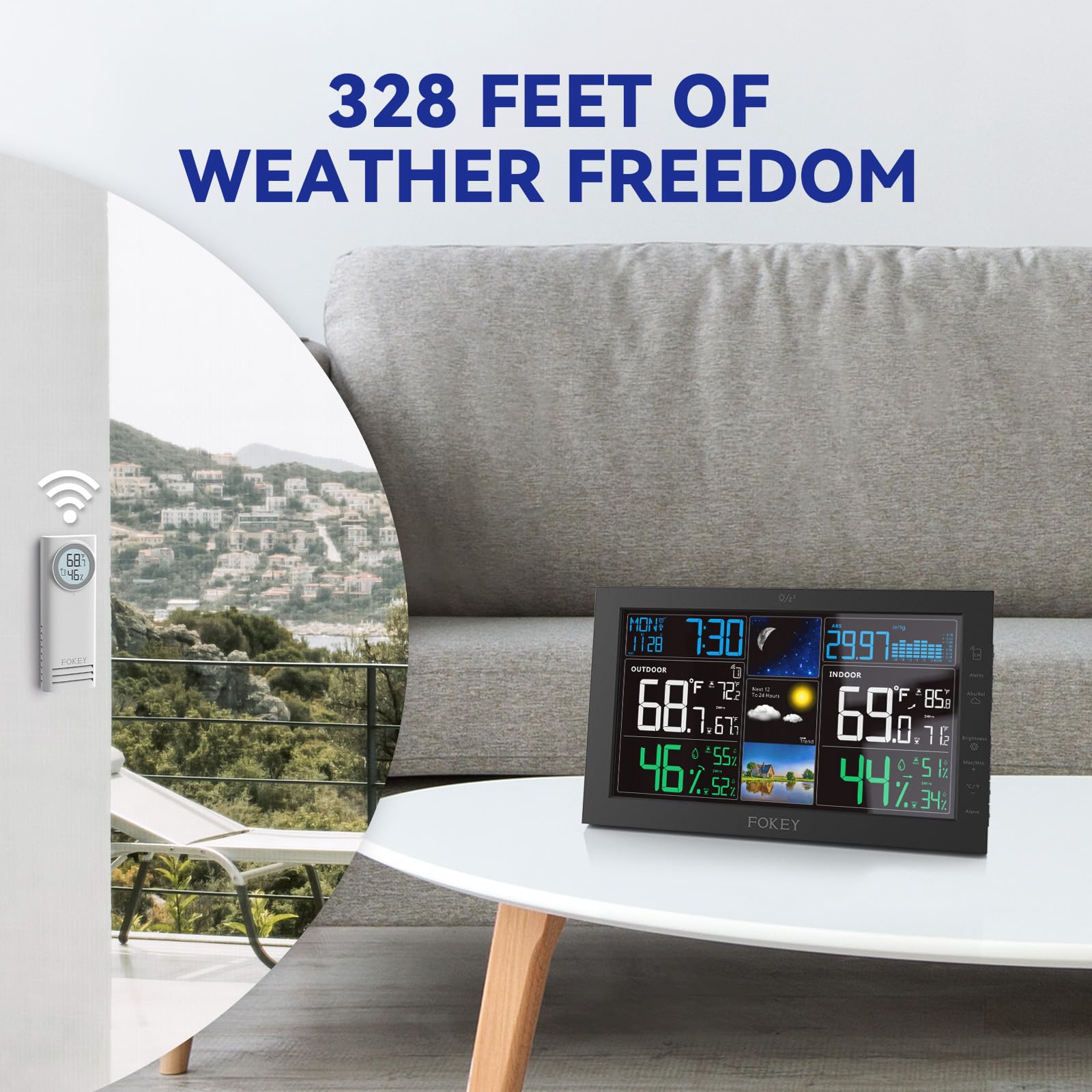 FOKEY indoor outdoor thermometer tracks conditions across your home efficiently