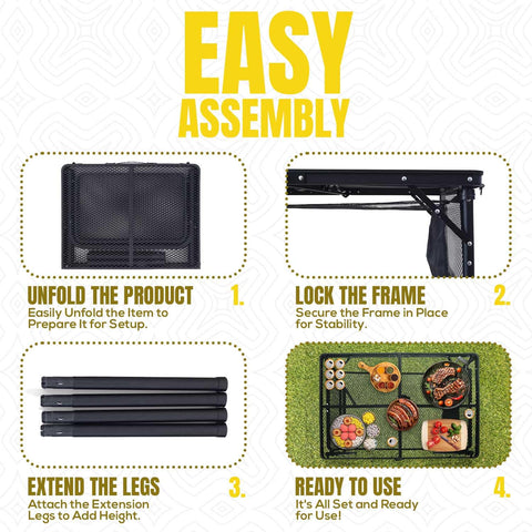Folding grill table at the beach demonstrating lightweight portability