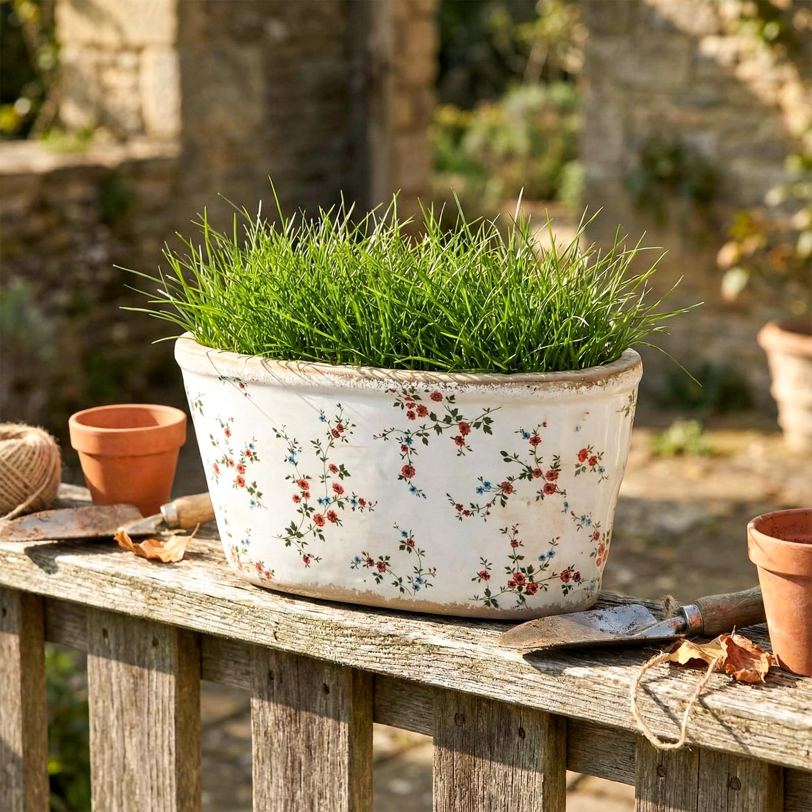 FoldTier glazed ceramic planter enhances rustic kitchen and living spaces