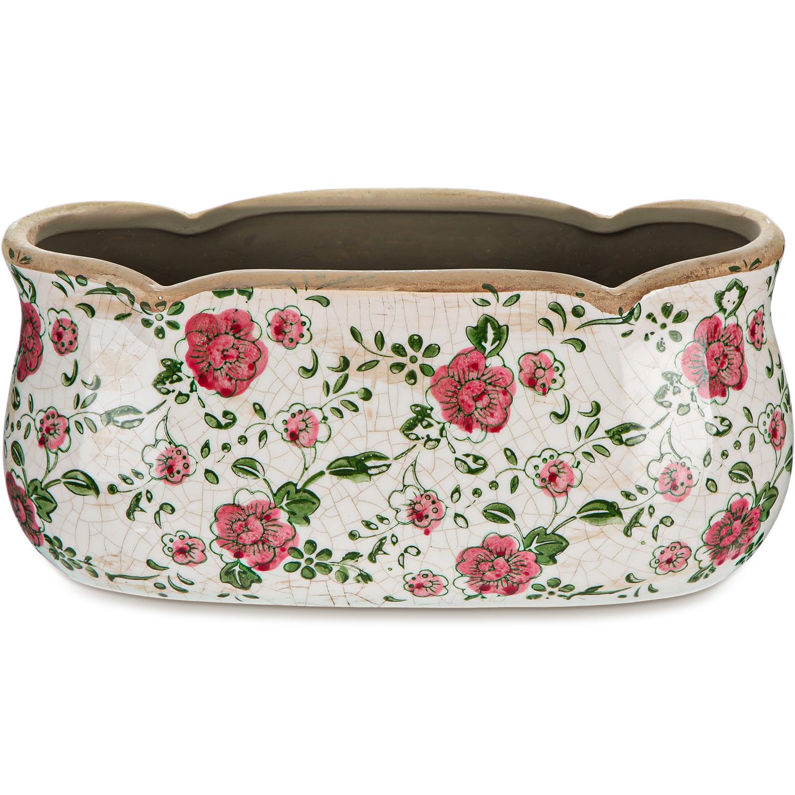 FoldTier rose planter with ice-cracked rectangle look, ideal for bright windowsills.