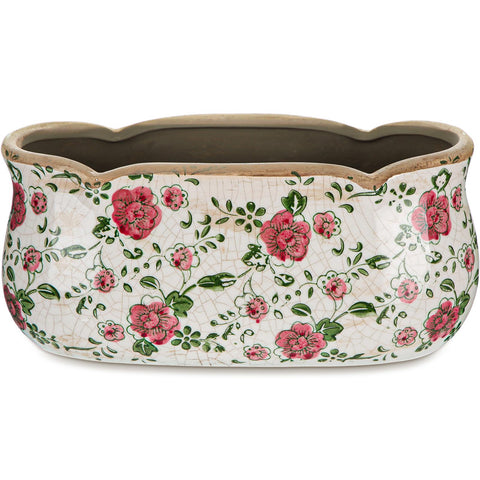 FoldTier rose planter with ice-cracked rectangle look, ideal for bright windowsills.