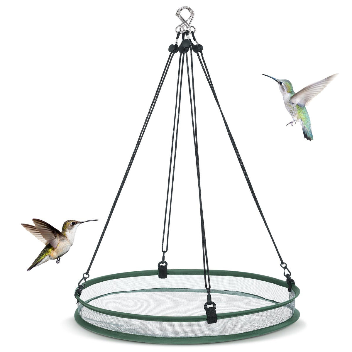 FoldTier seed catcher hoop 20-inch assembly keeps seeds tidy for active bird feeding.