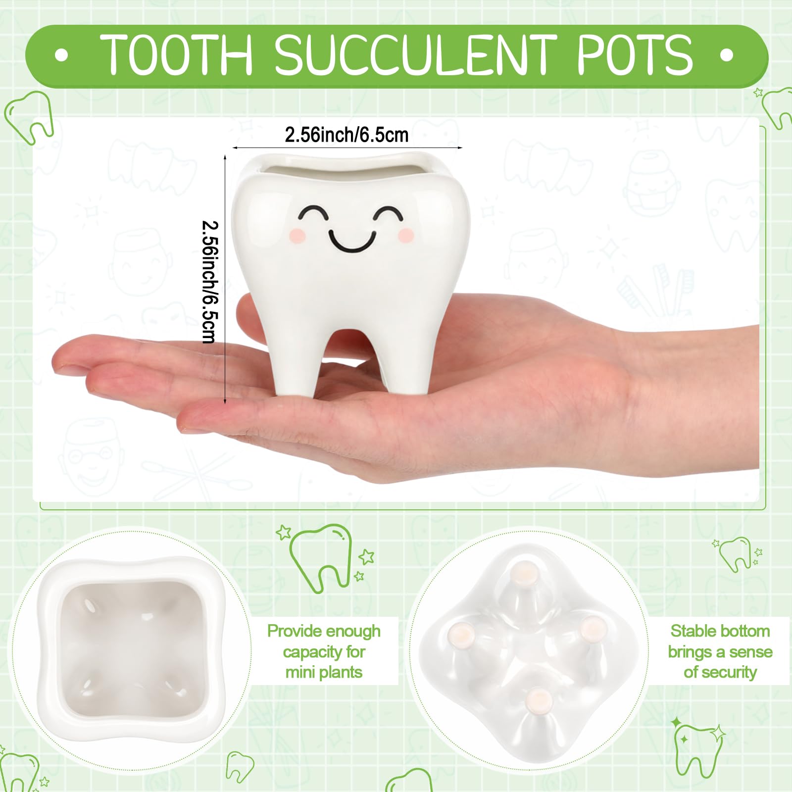 FoldTier tooth shaped planter close up with smooth ceramic finish for desk decor