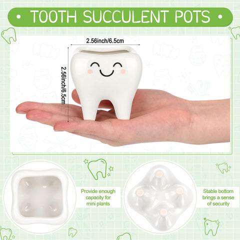 FoldTier tooth shaped planter close up with smooth ceramic finish for desk decor