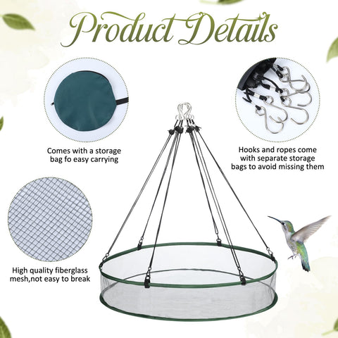 FoldTier seed catcher with net storage demonstrates weather-resistant outdoor use.