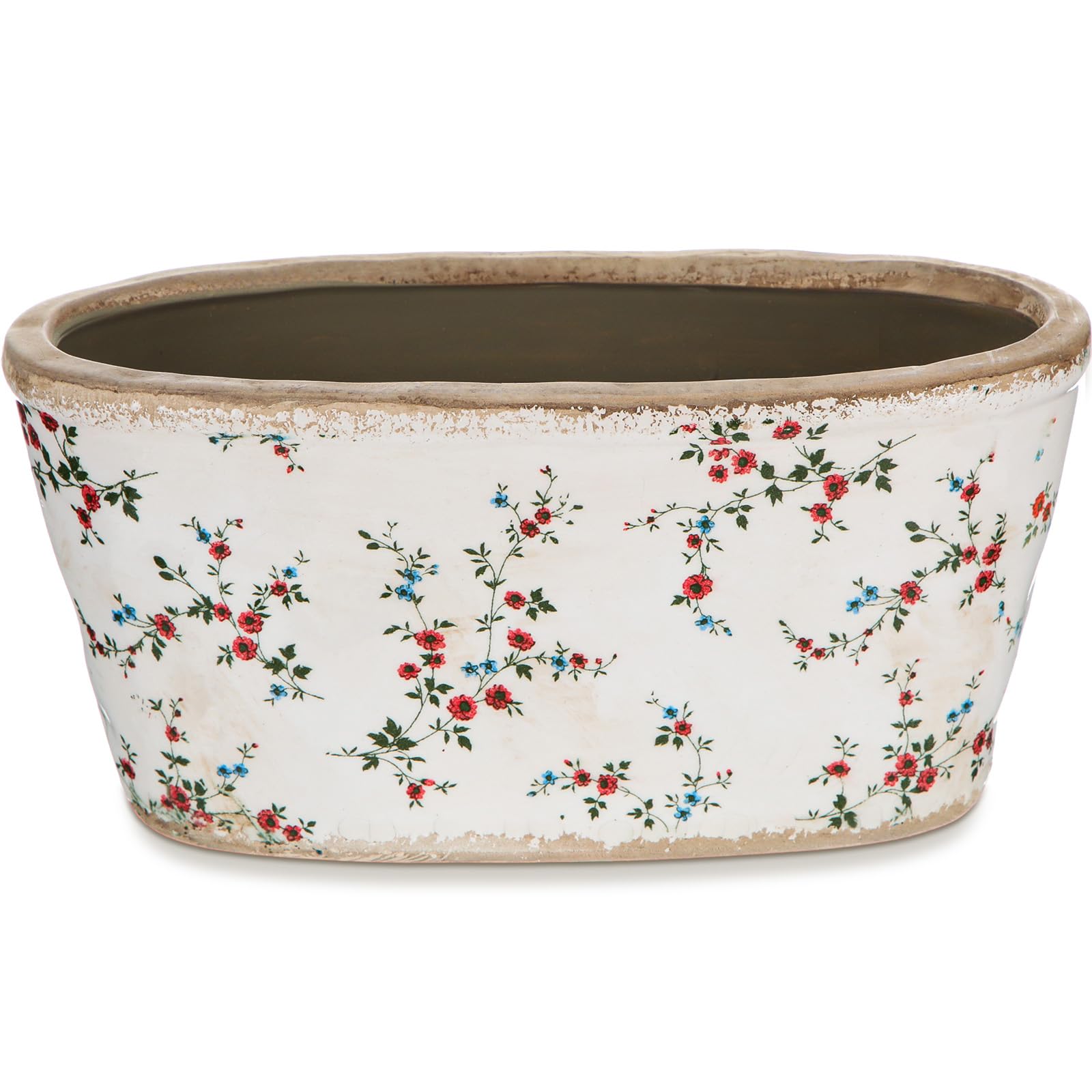 FoldTier wildflower rectangular planter with ice-cracked glaze for windowsills