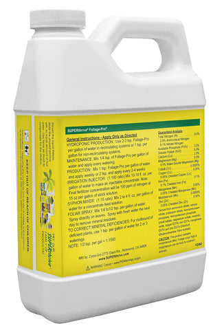 Foliage-Pro bottle pour demonstrates easy feeding for thriving plants.