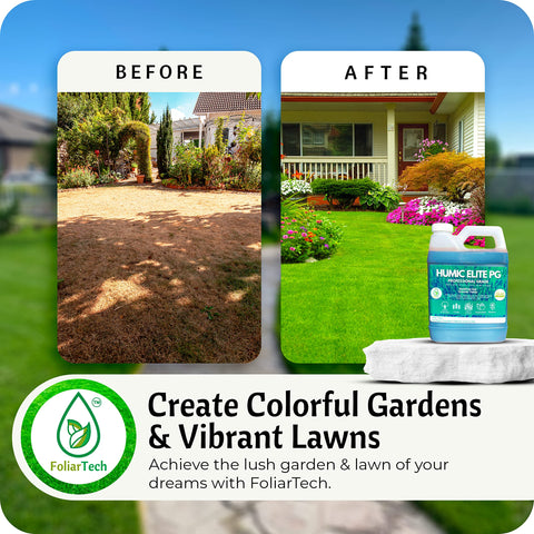 FoliarTech Humic Acid Fertilizer dilution mix demonstrates easy-to-measure lawn solution.