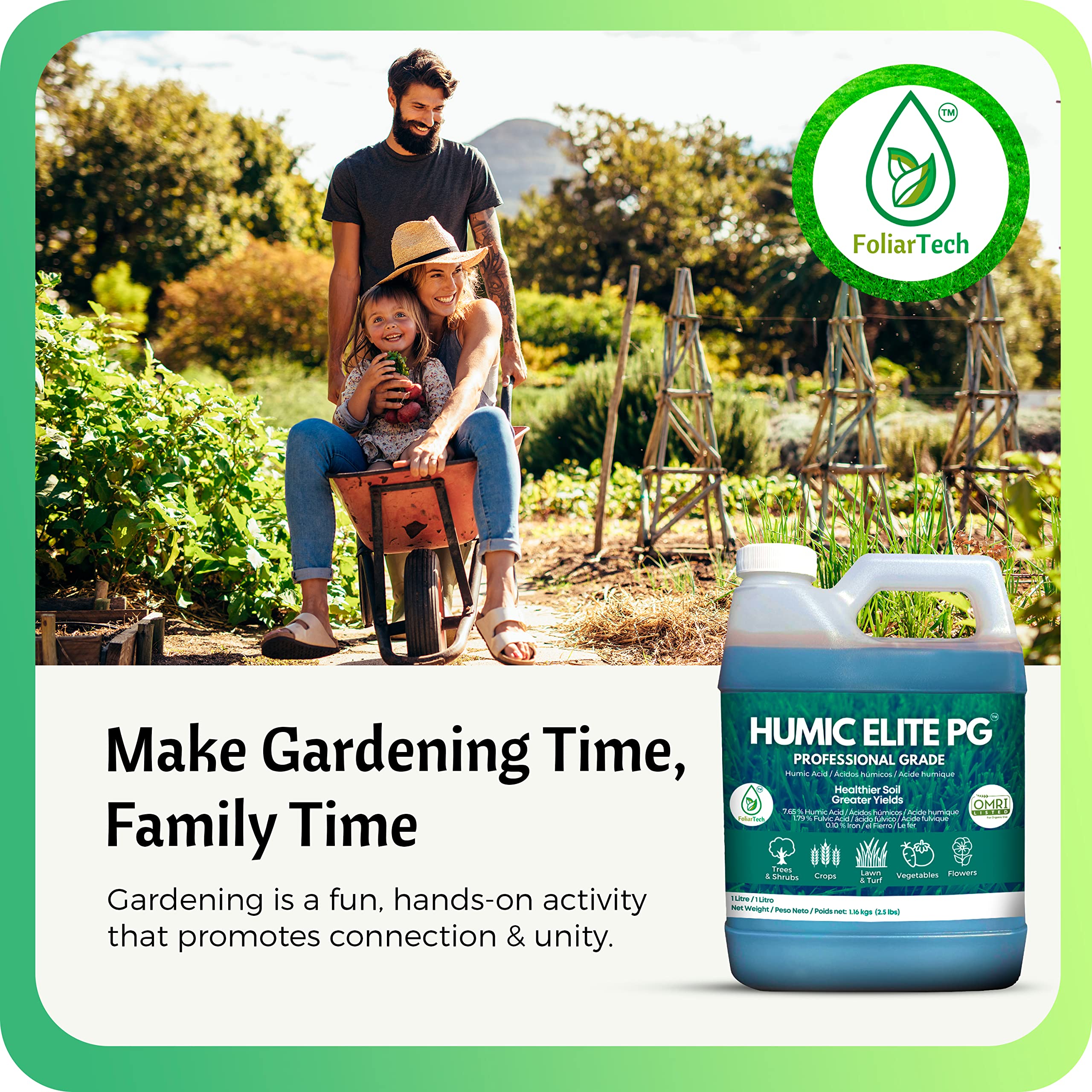 Label graphic highlighting OMRI-certified organic status and pure Alberta Humalite source.
