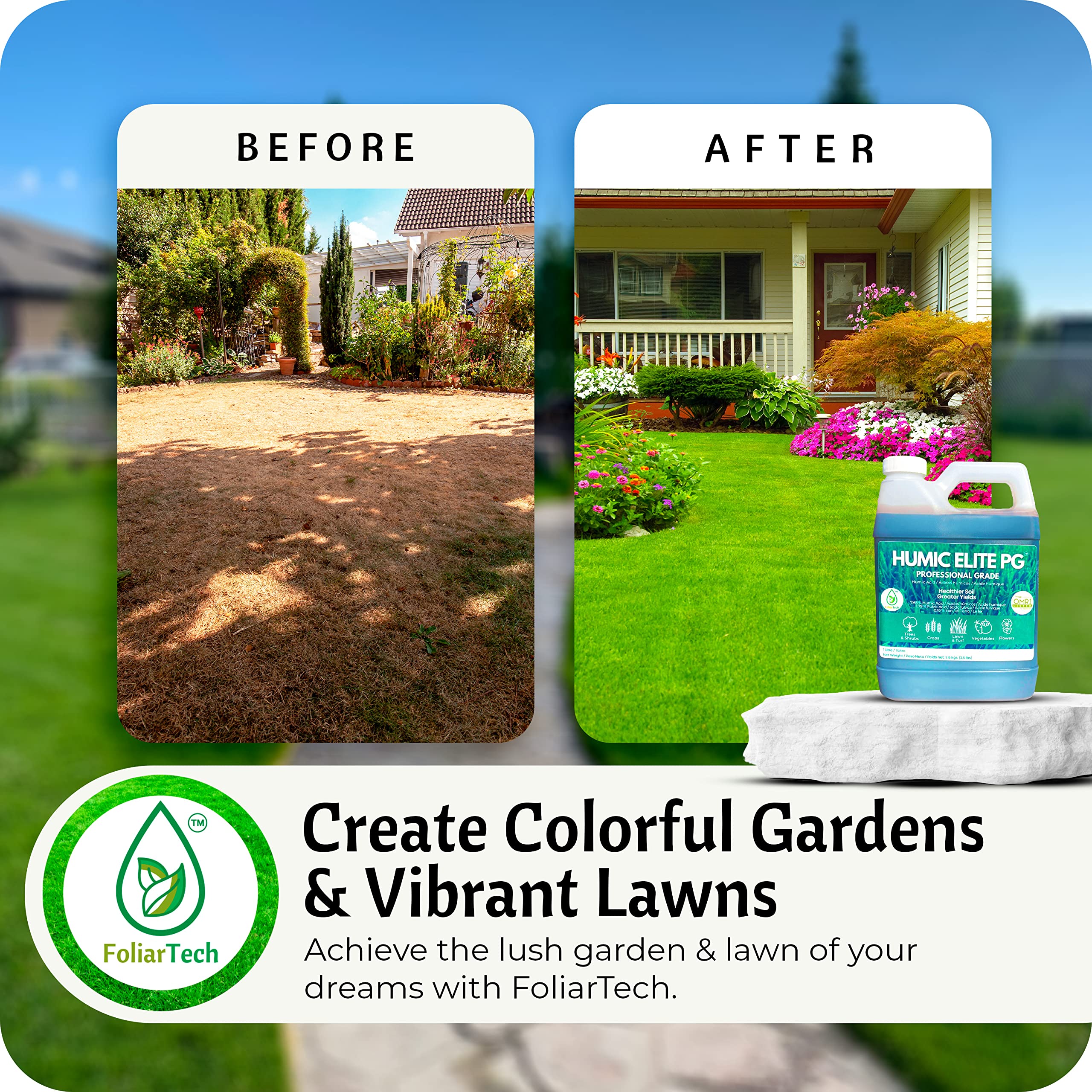 FoliarTech formula poured into water for even lawn nutrient distribution.