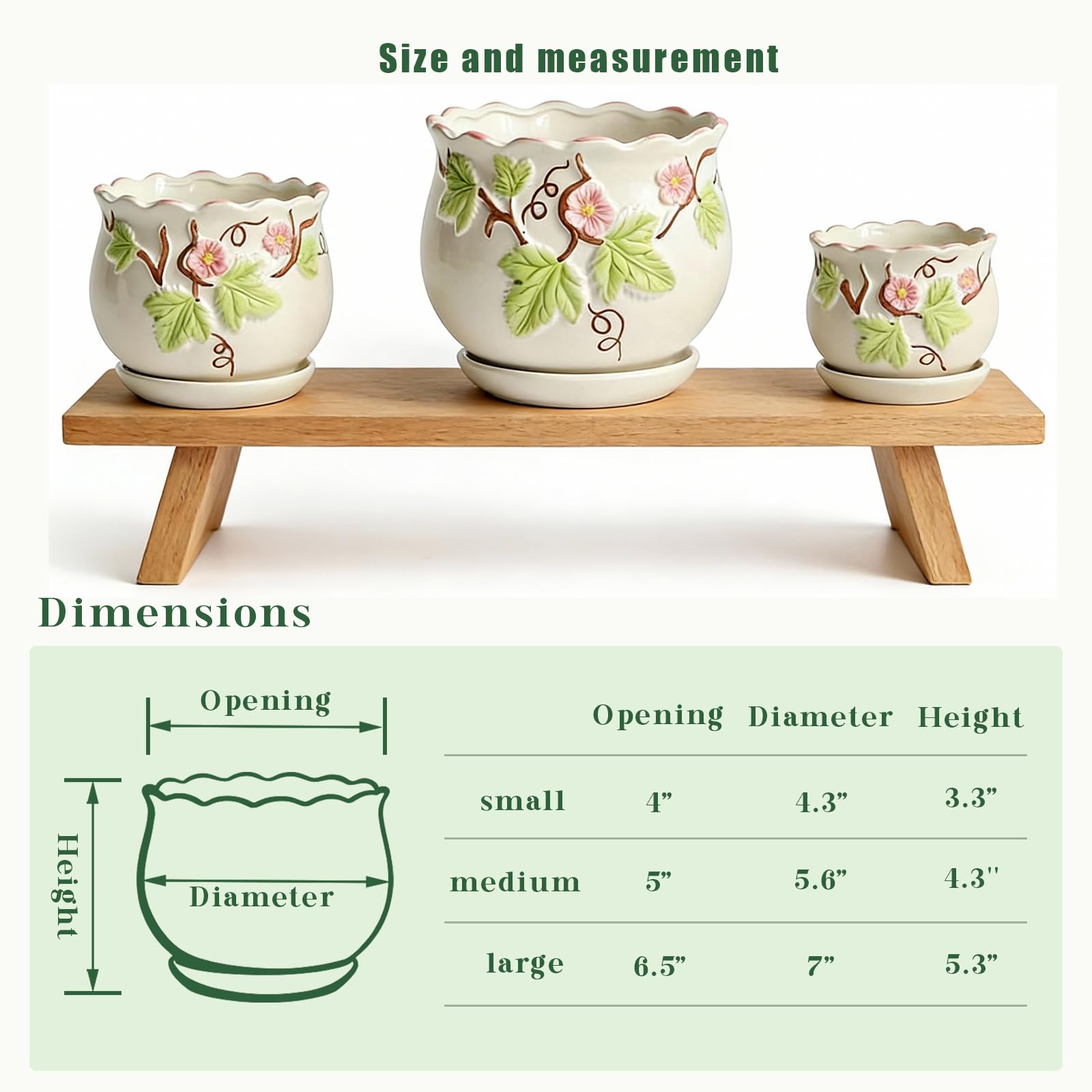 FOLKLORE13 morning-glory pot in three-piece set for indoor arrangements.