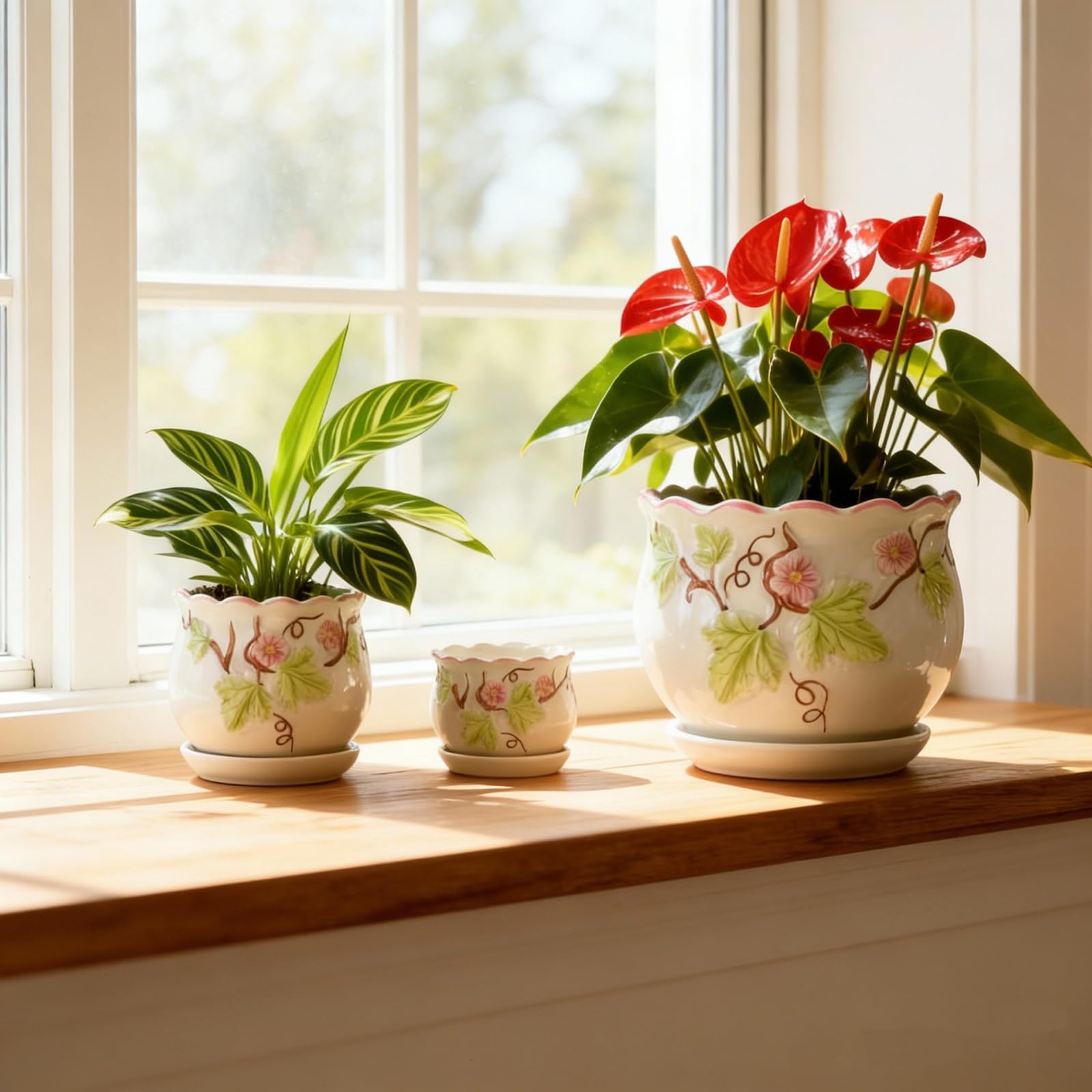 FOLKLORE13 retro flower planters set of 3 enhances home decor.