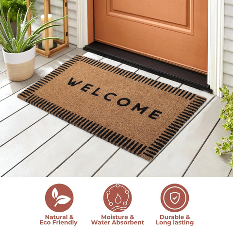 Folkulture Welcome Mat Outdoor Anti-Slip Backing keeps mat secure on floors