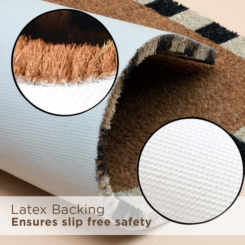 Folkulture anti-slip backing keeps the mat in place on wet floors