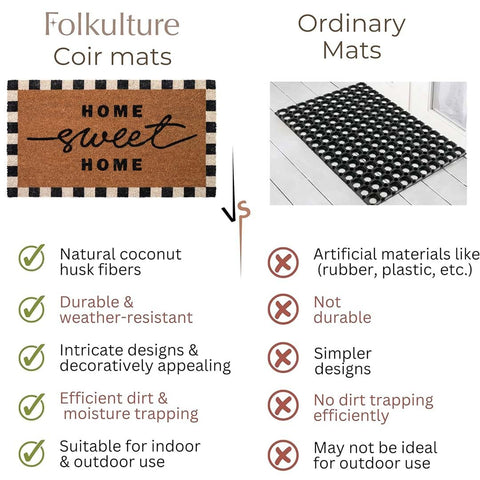 Folkulture checkered pattern mat welcomes guests with contemporary style