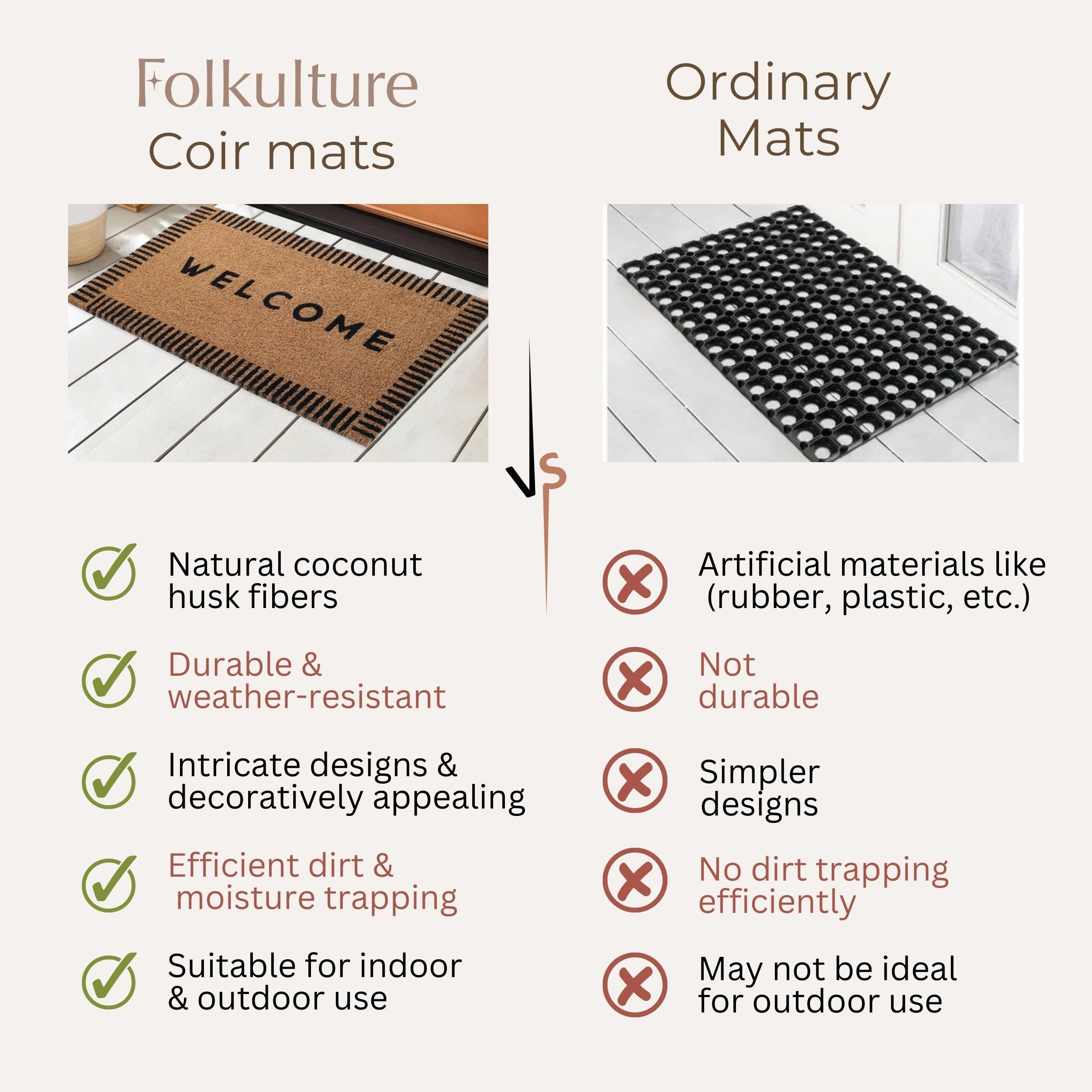 Folkulture Easy-Clean Door Mat simple maintenance for busy homes
