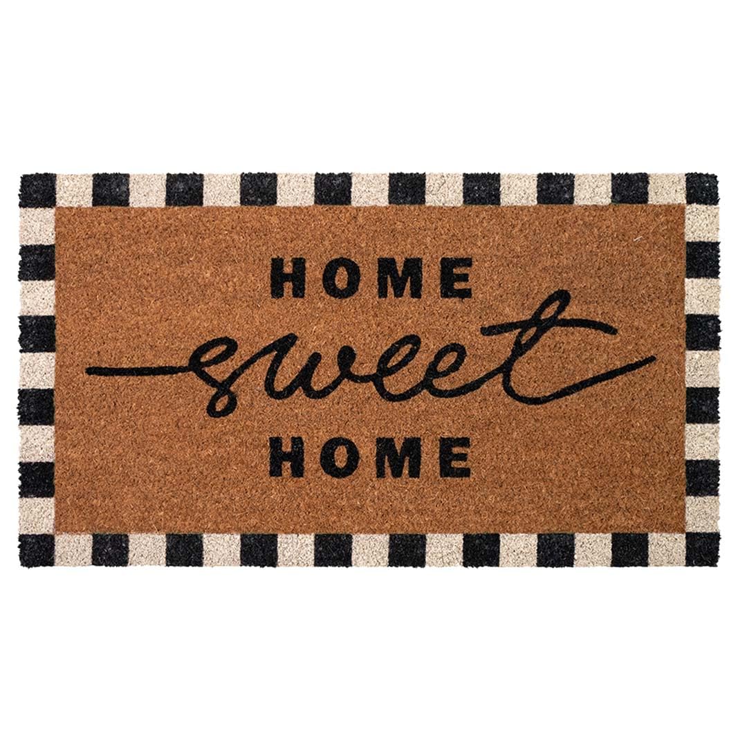 Folkulture Welcome Mat with checkered coir traps dirt at the entry
