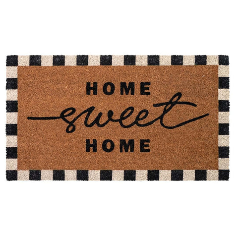 Folkulture Welcome Mat with checkered coir traps dirt at the entry