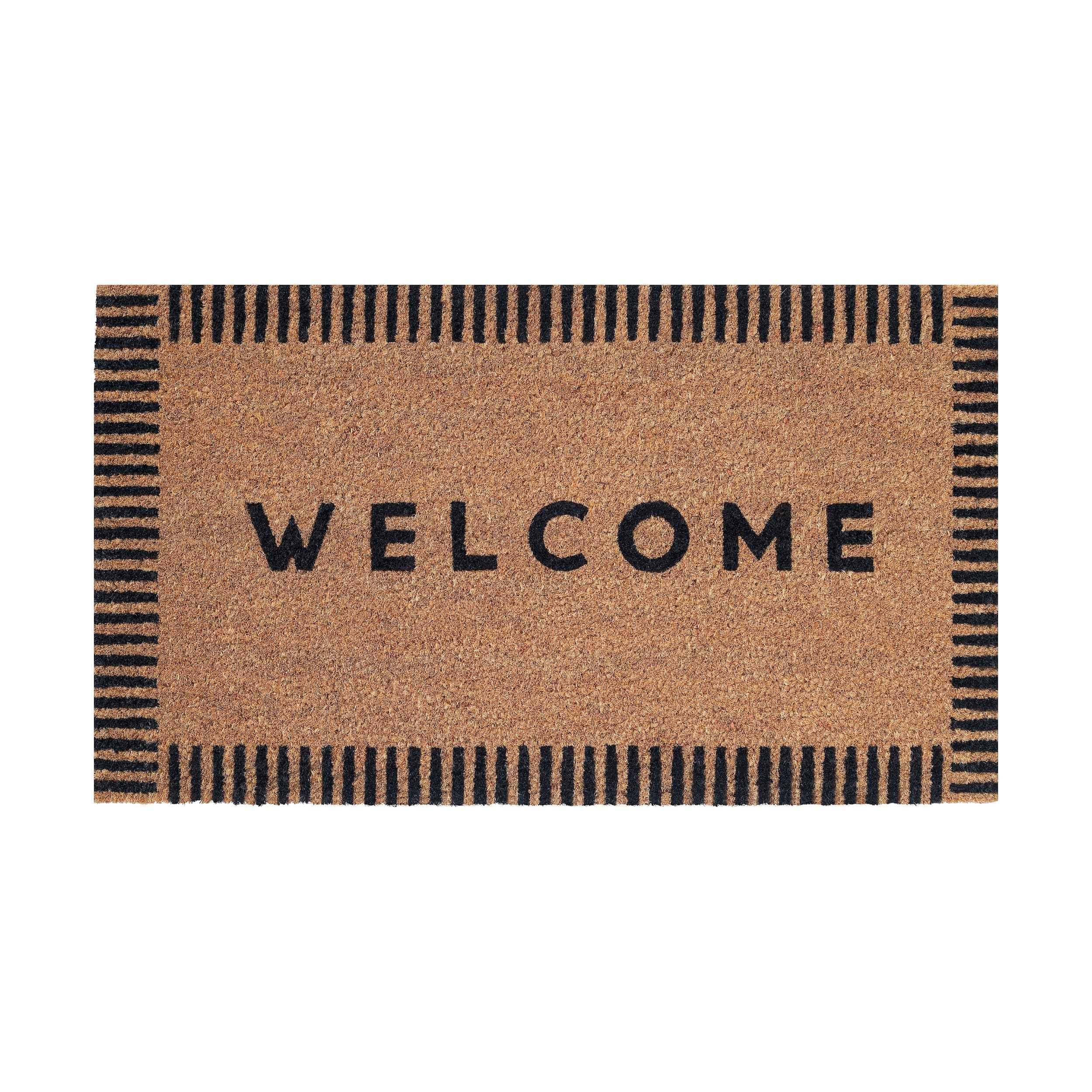 Folkulture Welcome Mat Outdoor 16x28 greets guests and protects floors at the front door