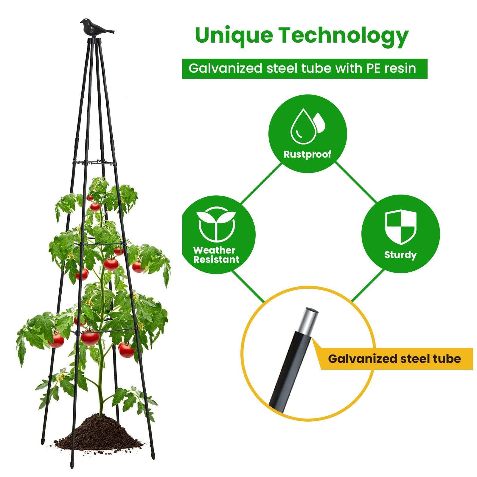 Plastic cross arms provide flexible support while keeping vines orderly.