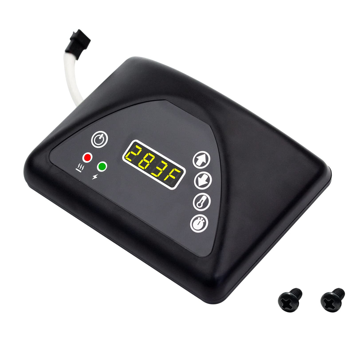 Folosem digital control panel on Masterbuilt smoker front view for precise temperature monitoring.