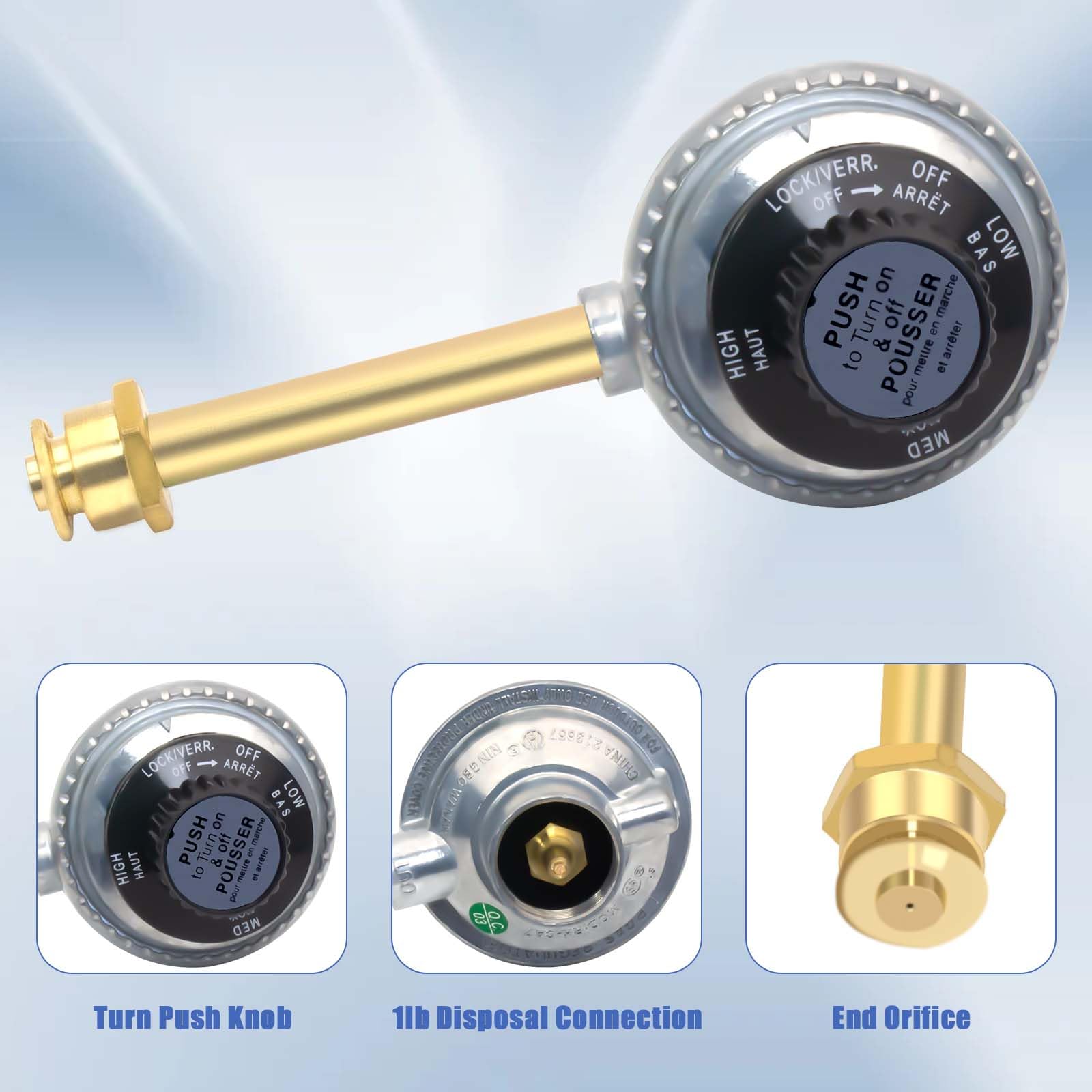 folosem grill regulator knob detail with Off/Hi-Low control