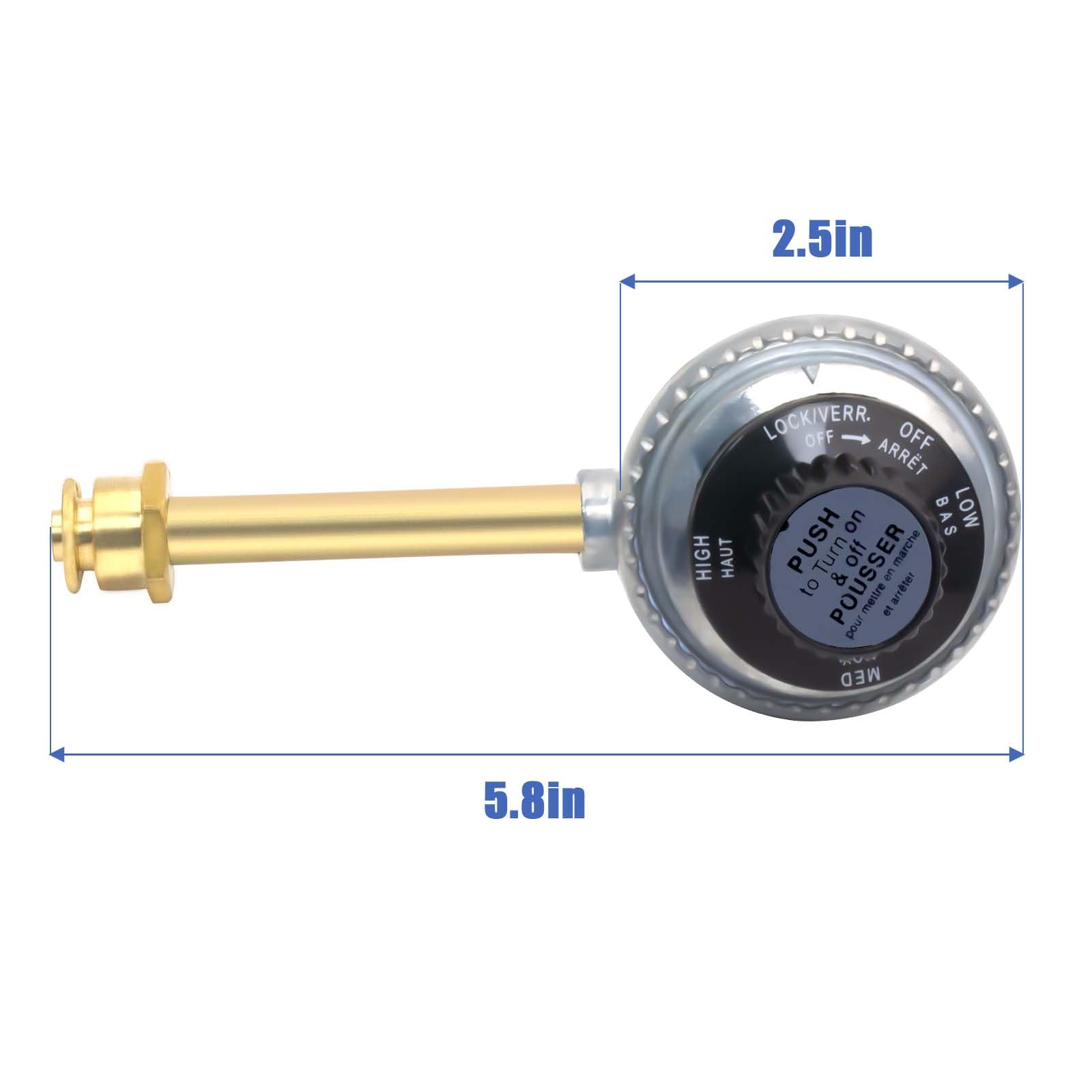 folosem grill regulator valve side view shows extended tubing for safety