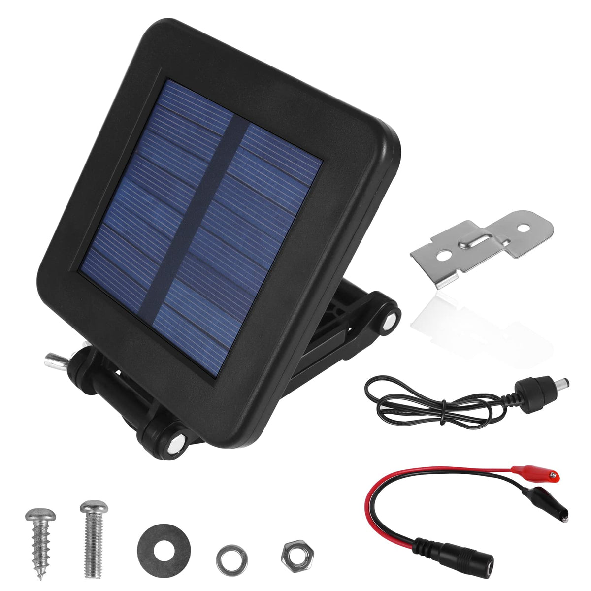 Folwerpk 6V solar panel on deer feeder with rust-resistant bracket for outdoor charging