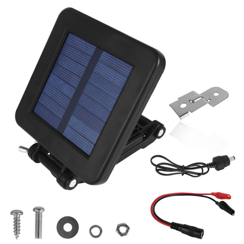 Folwerpk 6V solar panel on deer feeder with rust-resistant bracket for outdoor charging