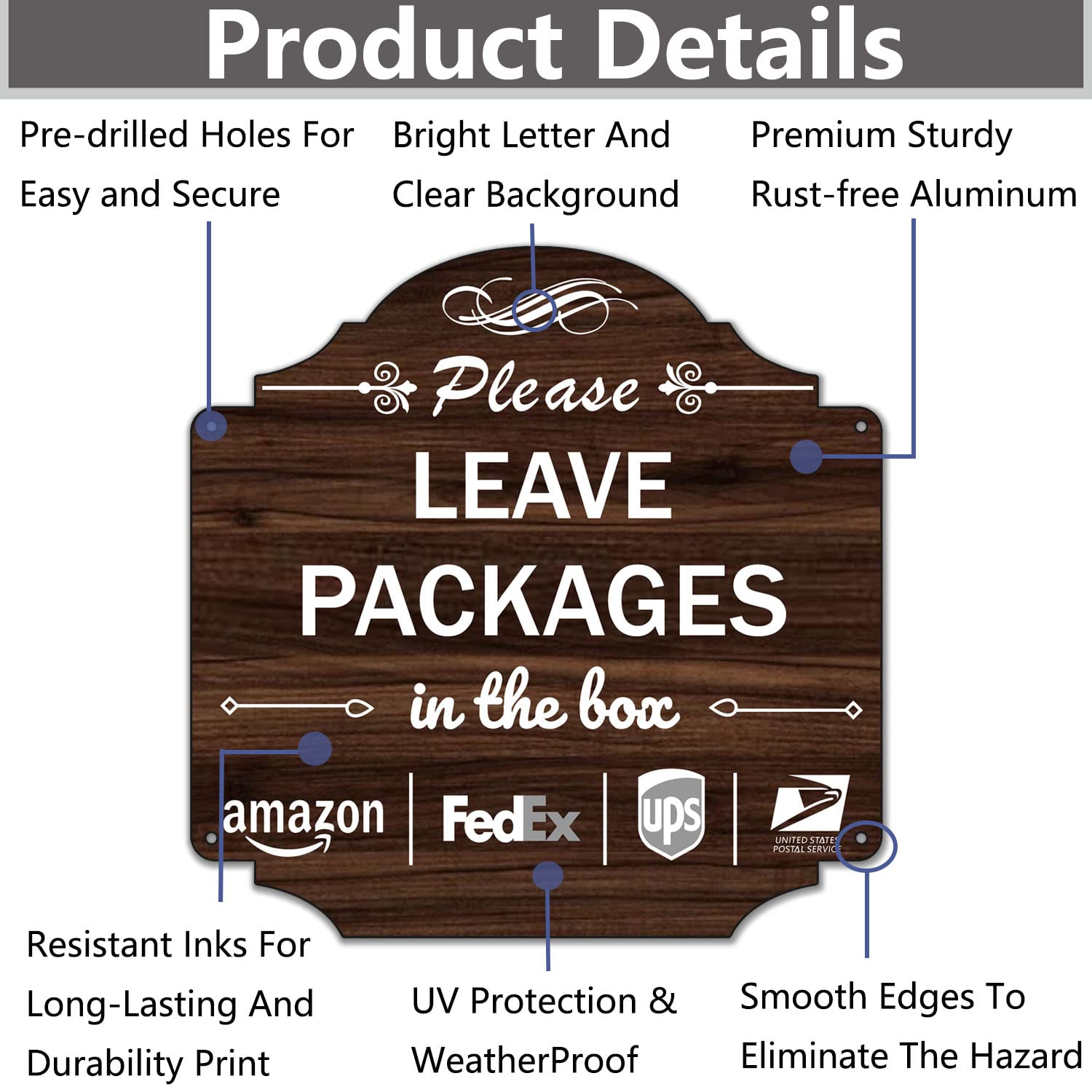 Folyming 12x12 outdoor sign in aluminum with woodgrain pattern for weather resistance