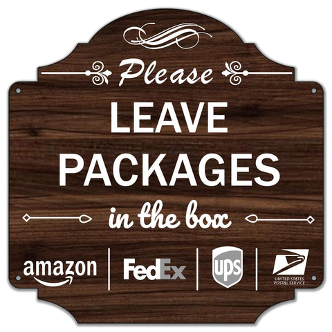 Folyming delivery sign front view clearly communicates where to leave packages outdoors
