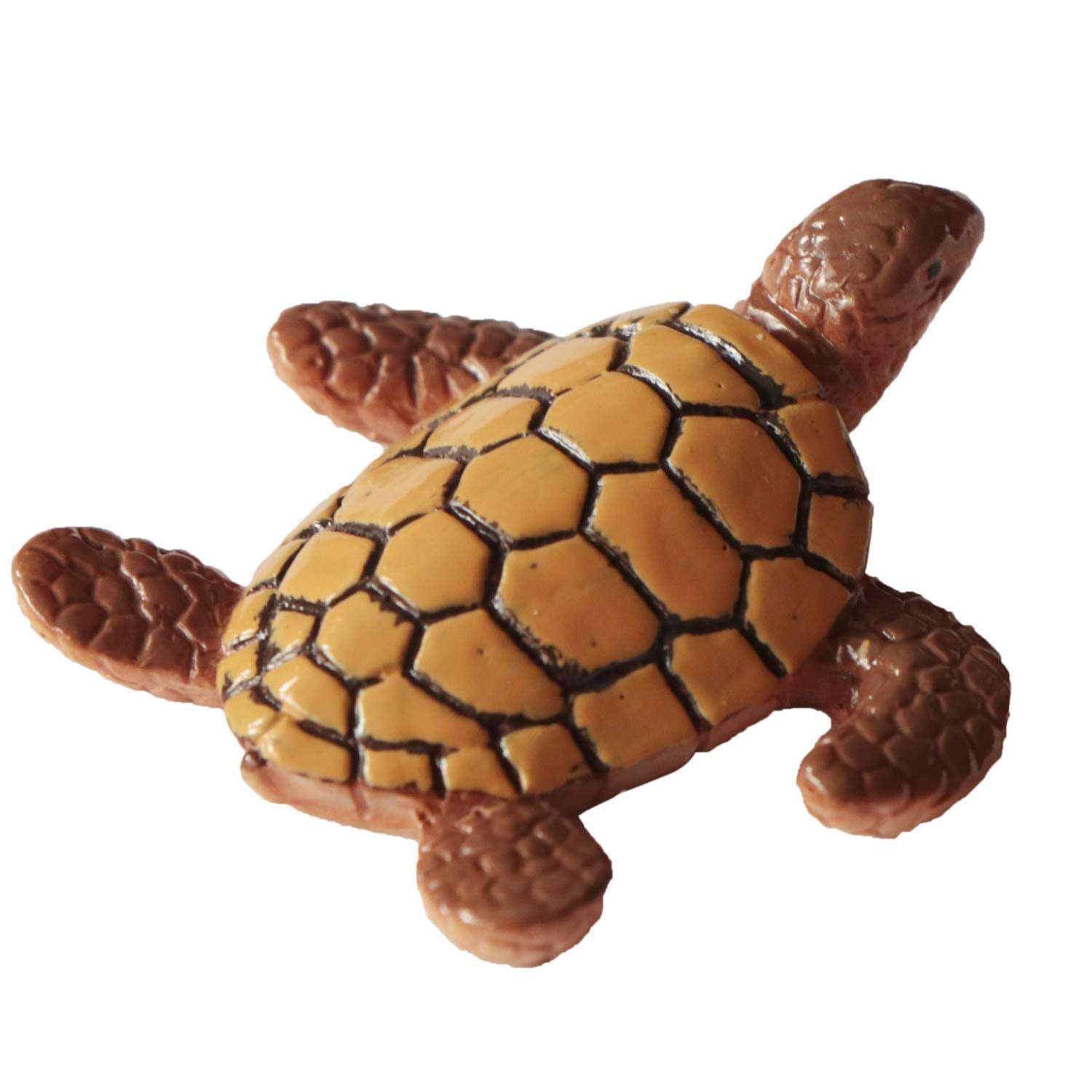 Folytiy sea turtle miniature figurine adding whimsy to succulent planters.