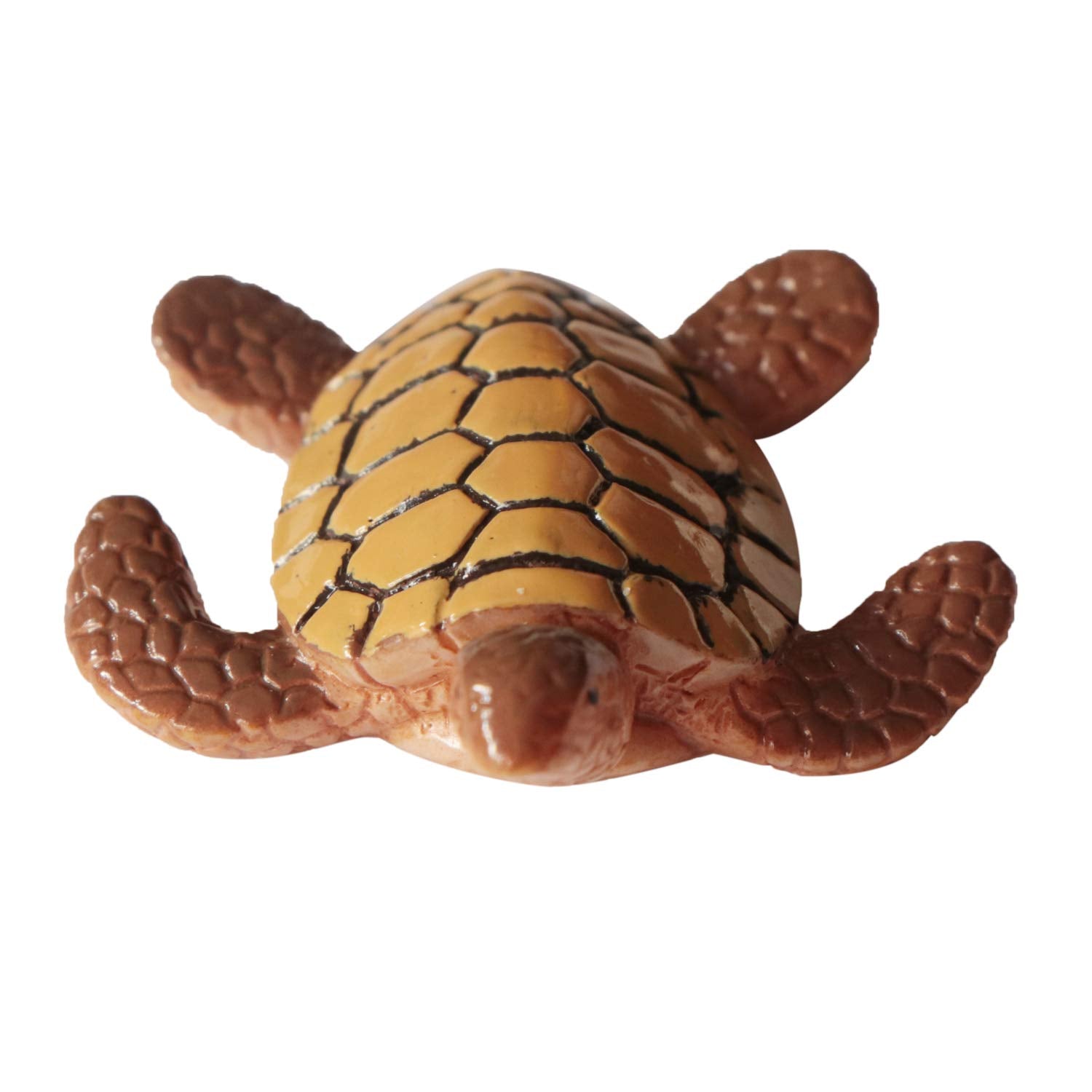 Folytiy sea turtle miniature figurine shown in a terrarium setup for display.
