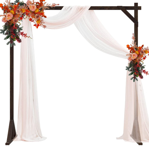Fomcet 7.2ft wooden wedding arch square stand front view for elegant ceremony backdrop