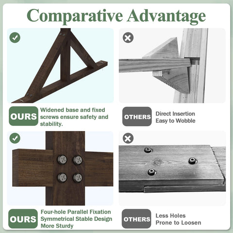 Fomcet wooden wedding arch square stand side view highlighting stability