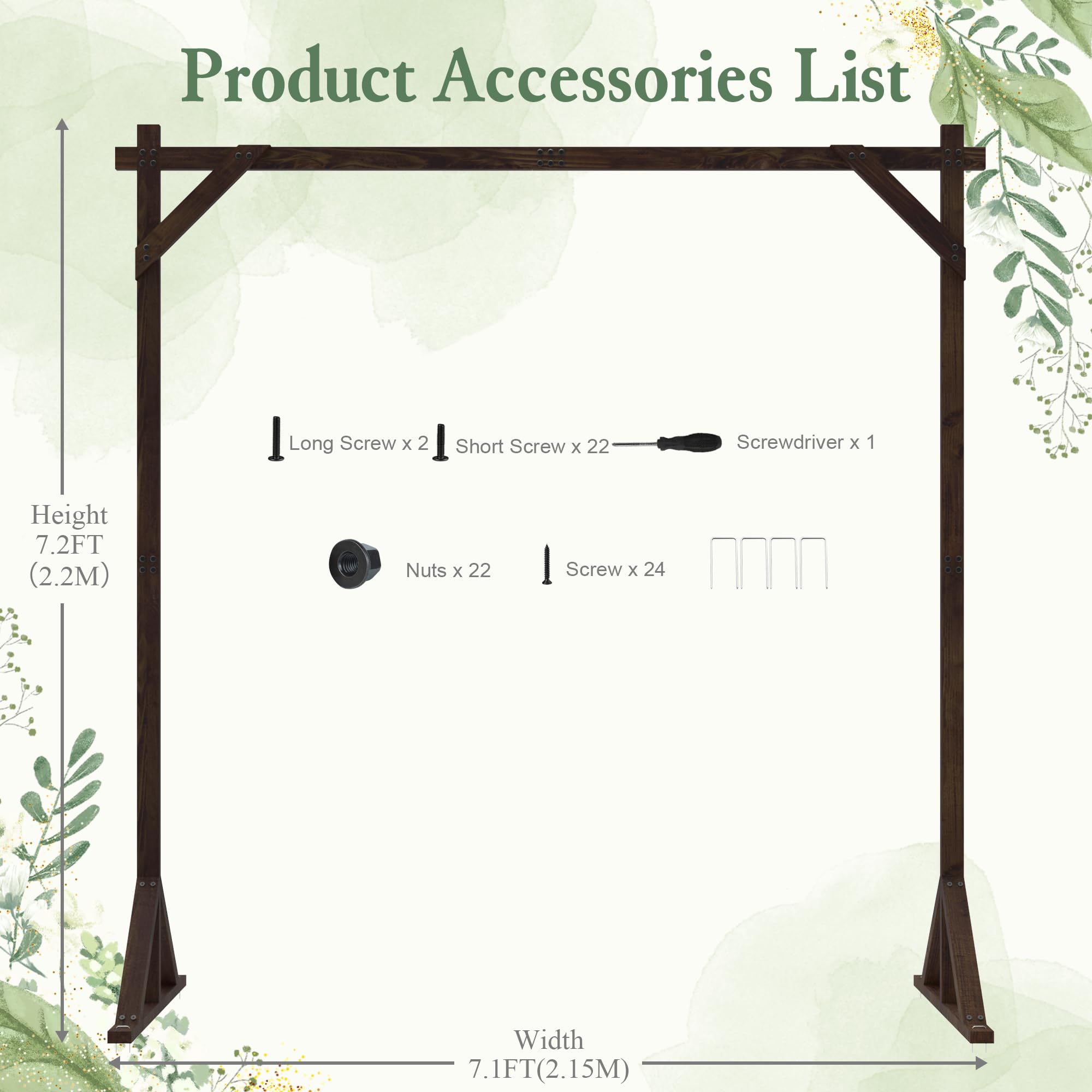 Assembled Fomcet wooden arch backdrop in garden ready for photos