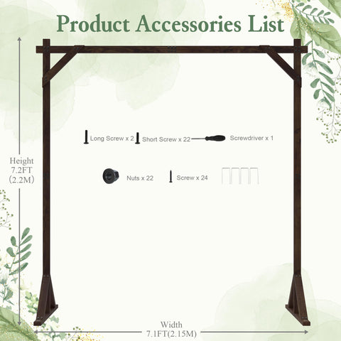 Assembled Fomcet wooden arch backdrop in garden ready for photos