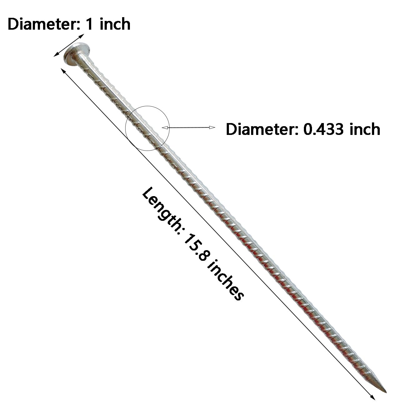 FOMMEN rebar stakes 16-inch side profile highlighting sturdy construction.