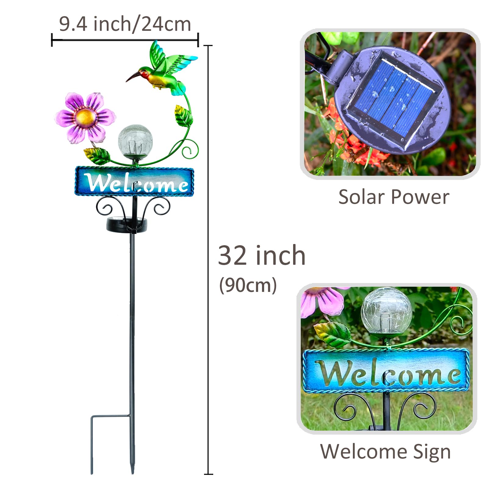 FOMOMDI flower and hummingbird ornament decorate garden beds with charm.