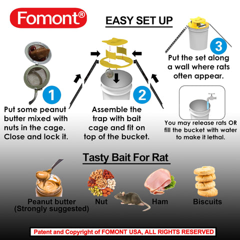 Fomont auto-reset trap ready for continuous trapping with minimal effort.