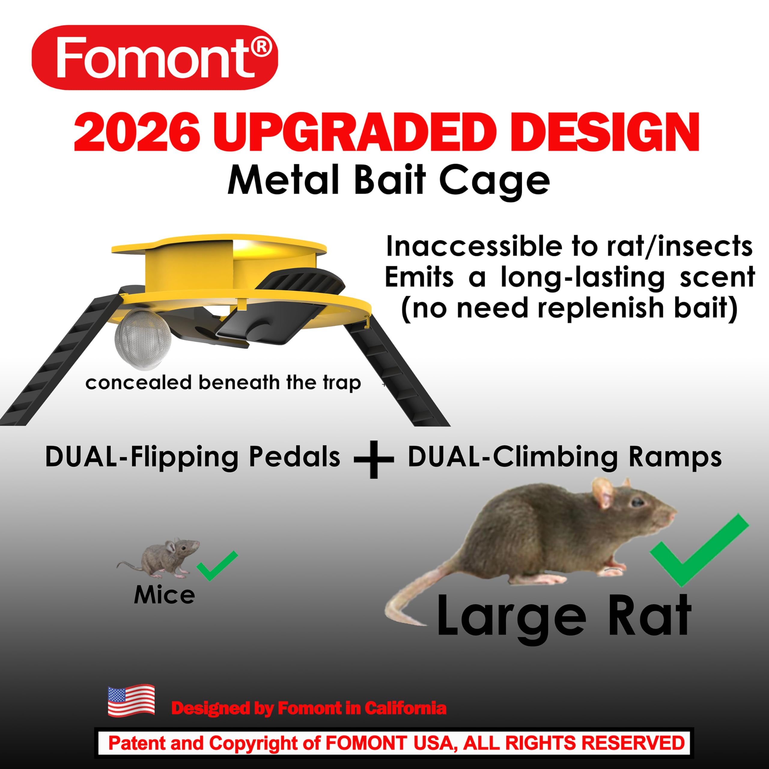 Fomont dual-entry system with two triggers for larger rats and mice.