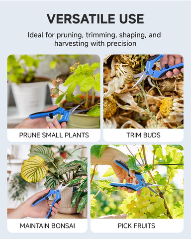 Fondwell pruning shears 6.5-inch ergonomic handle close-up demonstrates comfortable grip for reduced fatigue.