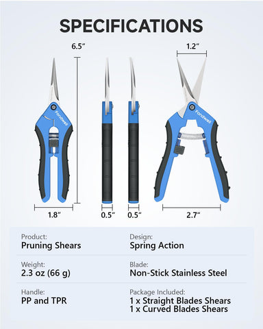 Fondwell pruning shears 6.5-inch rust-resistant blades highlight durability and long-lasting performance.