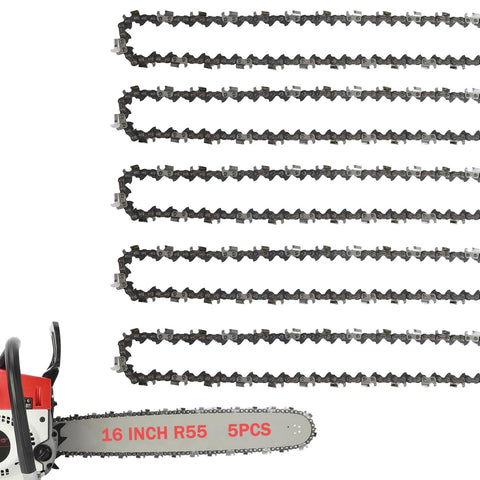 FONLOYEN 5-pack 16in chainsaw chain pack shot highlighting durability for steady cutting