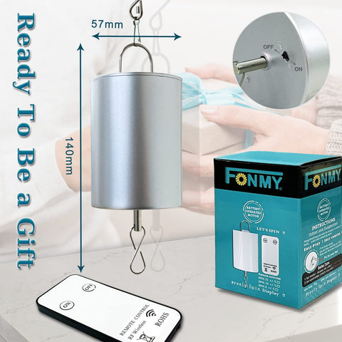 FONMY battery-operated rotator delivering gentle 20 RPM motion for wind spinners.