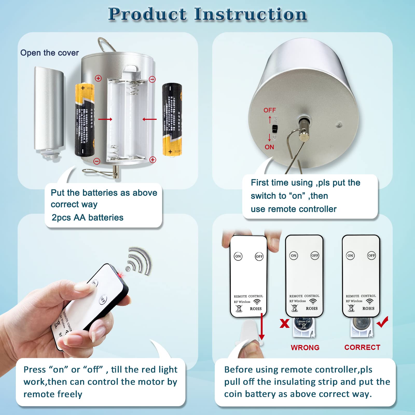 FONMY compact motor measures 9 cm by 5.5 cm for easy hanging.