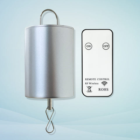 FONMY disco ball motor with remote powering a hanging display with vibrant reflections.